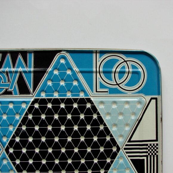 Vintage Chinese Checkers San Loo Metal 14x14 Game Board Blue Art Deco Style RARE - Picture 3 of 12